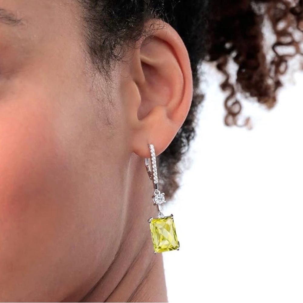 City X City Silver Plated Yellow Dangle Crystal Earrings New